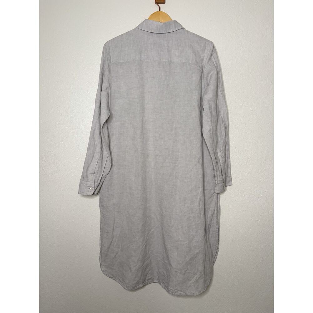 Chico's Linen Cotton Button Up Midi Shirt Dress in Light Grey Size 2 12/14 - Picture 4 of 4